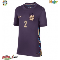 Camiseta Inglaterra Kyle Walker #2 Visitante Equipación para mujer Eurocopa 2024 manga corta